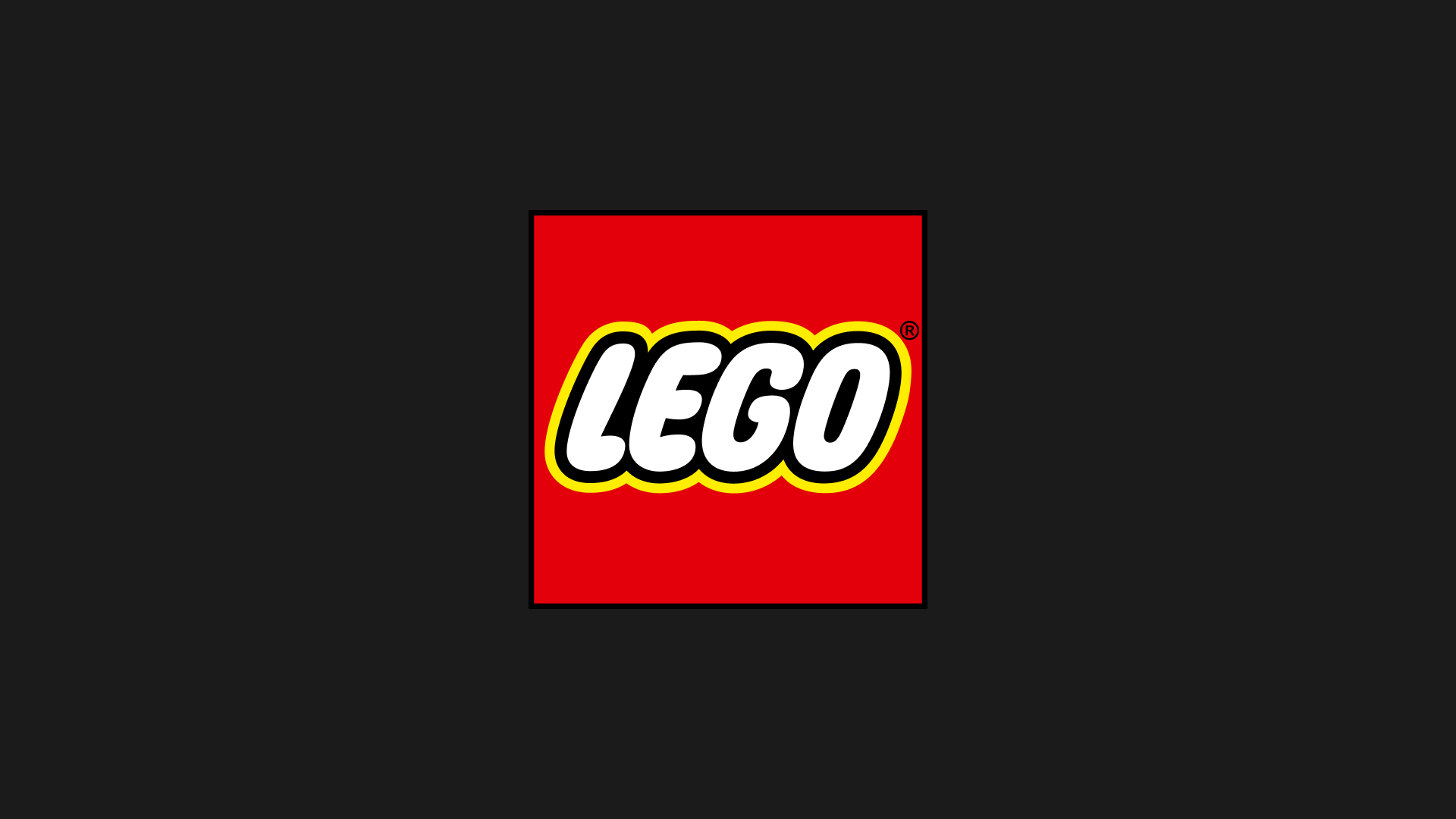 Lego logo på mørkegrå baggrund