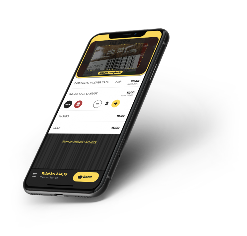 Smartphone der viser Nettos Scan&Go indkøbskurv